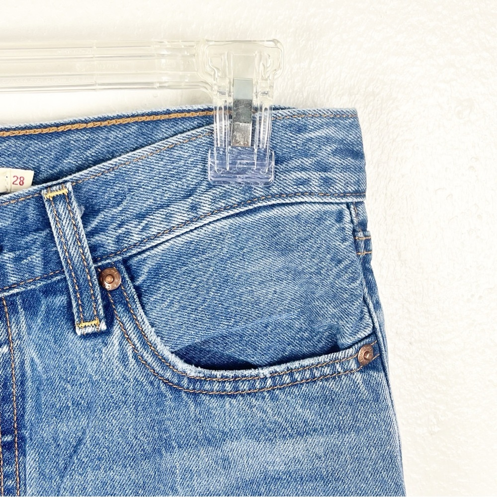 LEVI’S Premium Ribcage Straight Ankle Button Fly Ripped High Rise Jeans Size 28 - Picture 5 of 11